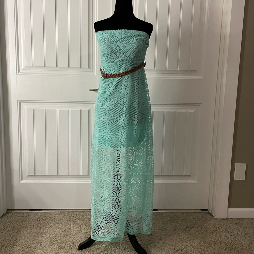 Teal rue 21 log crochet dress